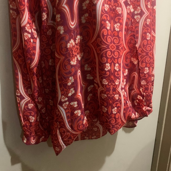 Forever 21 BLOUSE TOP LONG SLEEVE RED PAISLEY SZ S - Picture 5 of 8
